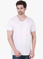 Cherymoya White Solid V Neck T-Shirt