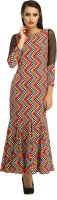 Cottinfab Women's Fit and Flare Multicolor Dress