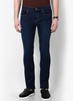 Cotton County Premium Solid Navy Blue Slim Fit Jeans