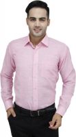 Da Vinci Men's Self Design Formal Pink Shirt