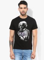 Einstine Black Printed V Neck T-Shirt