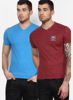 Fort Collins Pack Of 2 Multicoloured V Neck T-Shirt