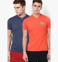 Fort Collins Pack Of 2 Multicoloured V Neck T-Shirt