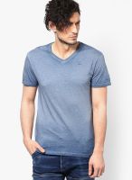 G-Star RAW Blue Solid V Neck T-Shirts