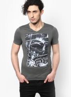 G-Star RAW Grey Printed V Neck T-Shirts