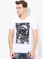 G-Star RAW White Printed V Neck T-Shirts