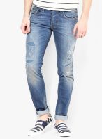 Gas Blue Washed Skinny Fit Jeans