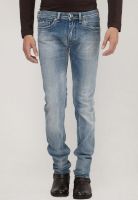 Gas Blue Washed Slim-Fit Denim