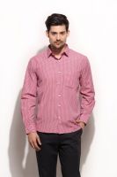 Grasim Men's Checkered Formal Red Shirt