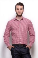 Grasim Men's Checkered Formal Red Shirt