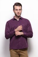 Grasim Men's Polka Print Formal Maroon Shirt