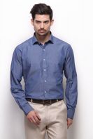 Grasim Men's Solid Formal Blue Shirt