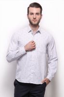 Grasim Men's Striped Formal Silver Shirt