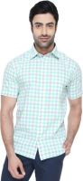 Greenfibre Men's Checkered Casual Green, White Shirt