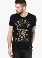 Incult Black V Neck T-Shirt With Chicago State Chest Print