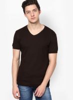 Inkovy Brown Solid V Neck T-Shirts