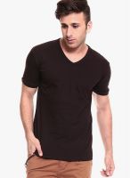 Izinc Brown Solid V Neck T-Shirts