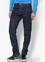 Jack & Jones Navy Blue Solids Slim Fit Jeans