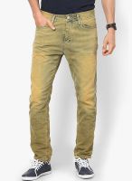 Jack & Jones Yellow Mid Rise Anti Fit Jeans