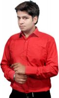Jeffrey Rozers Men's Solid Formal Orange Shirt