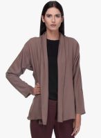 Kaaryah Brown Solid Shrug