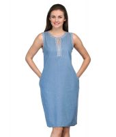 Kiosha Blue Denim A Line Dress