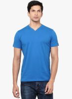 La Seven Blue Solid V Neck T-Shirt