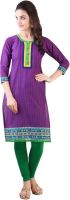 Libas Printed Women's Straight Kurta(Purple)