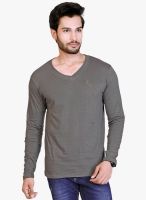 Lucfashion Olive Solid V Neck T-Shirt