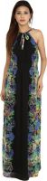 Maggie Women's A-line Black, Green Dress