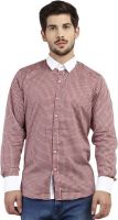 Marcello And Ferri Men's Checkered Formal Maroon Shirt