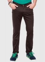 Mufti Solid Coffee Narrow Fit Jeans