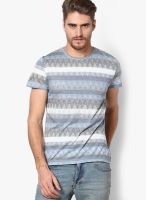 New Look Blue Printed Round Neck T-Shirts