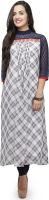 Ojjasvi Checkered Women's A-line Kurta(White)