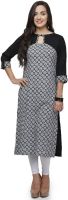 Ojjasvi Printed Women's Straight Kurta(Black)