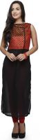 Ojjasvi Self Design Women's Straight Kurta(Black)