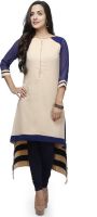 Ojjasvi Solid Women's A-line Kurta(Beige)