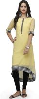 Ojjasvi Solid Women's A-line Kurta(Yellow)