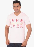 Radbone Pink Printed V Neck T-Shirt