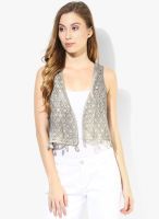 Raindrops Grey Emboridered Shrug