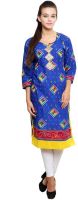 Ritzzy Printed Women's Straight Kurta(Blue)