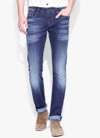 Rookies Blue Mid Rise Slim Fit Jeans