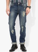 Route 66 Blue Mid Rise Regular Fit Jeans
