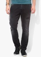 Selected Black Washed Mid Rise Slim Fit Jeans