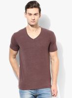 Selected Wine Solid V Neck T-Shirt