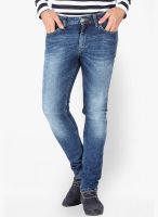 Slub Washed Blue Skinny Fit Jeans