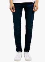 TOPMAN Blue Mid Rise Skinny Fit Jeans