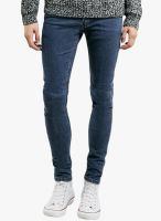 TOPMAN Light Blue Mid Rise Skinny Fit Jeans