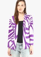 Ten On Ten Purple Printed Shrug