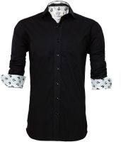 The Stiff Collar Men's Solid Formal Black Shirt